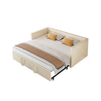 POLSTERBETT 90/180x200 cm, Ausziehbares Bett, mit 2 Armlehnen und Lattenrost, Samtstoff, Beige - Beige, Holz (180/200cm) - BRILVERDE