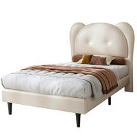 KINDERBETT 90/200 cm mit tierförmigem Kopfteil, stabilem Lattenrost und Eisenrahmen, PU, Beige - Beige, Kunststoff (90/200cm) - Redom