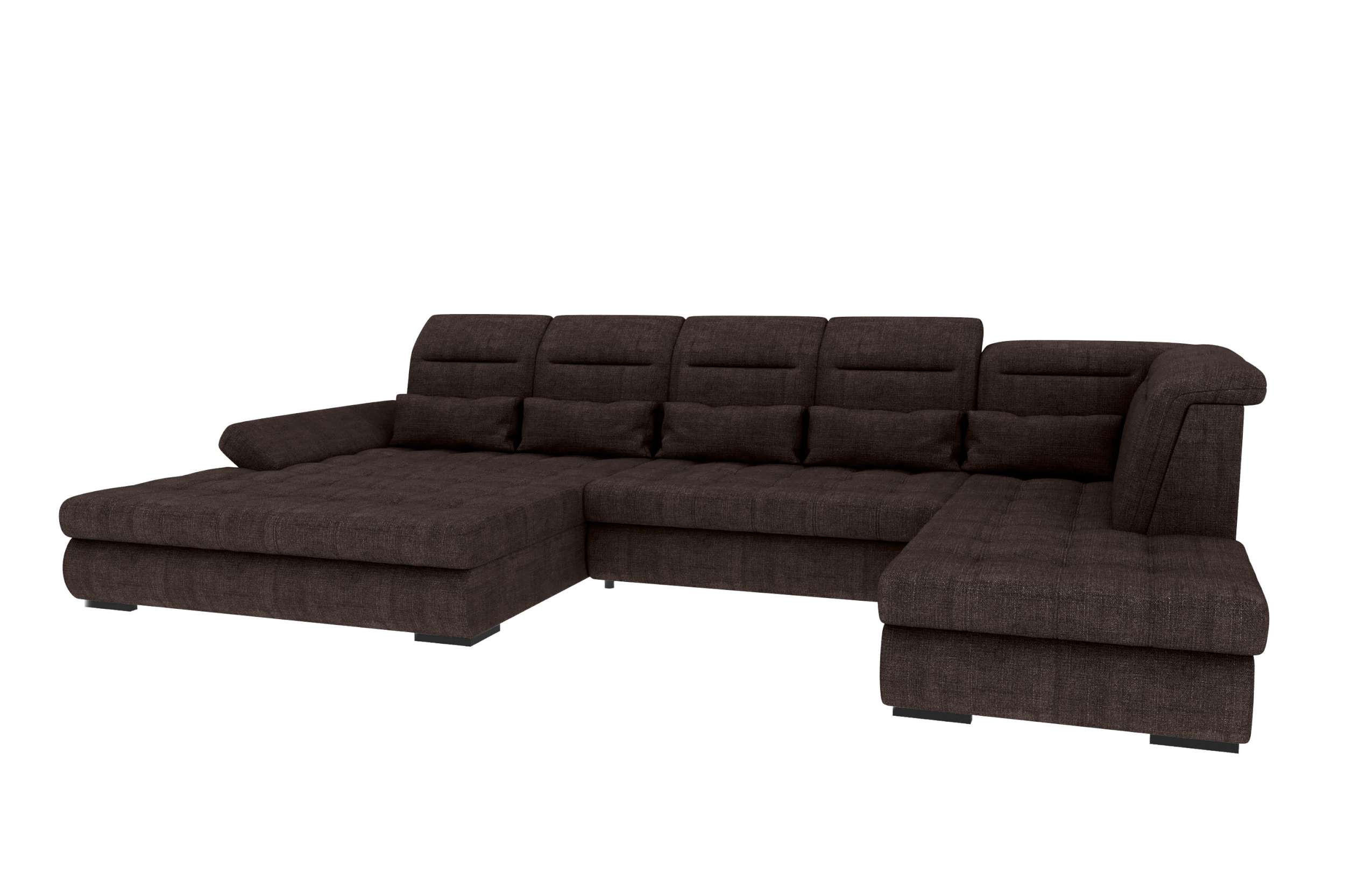 WOHNLANDSCHAFT Toscana Velours inkl. Schlaffunktion - Braun, Textil (208/87/358cm) - 99rooms