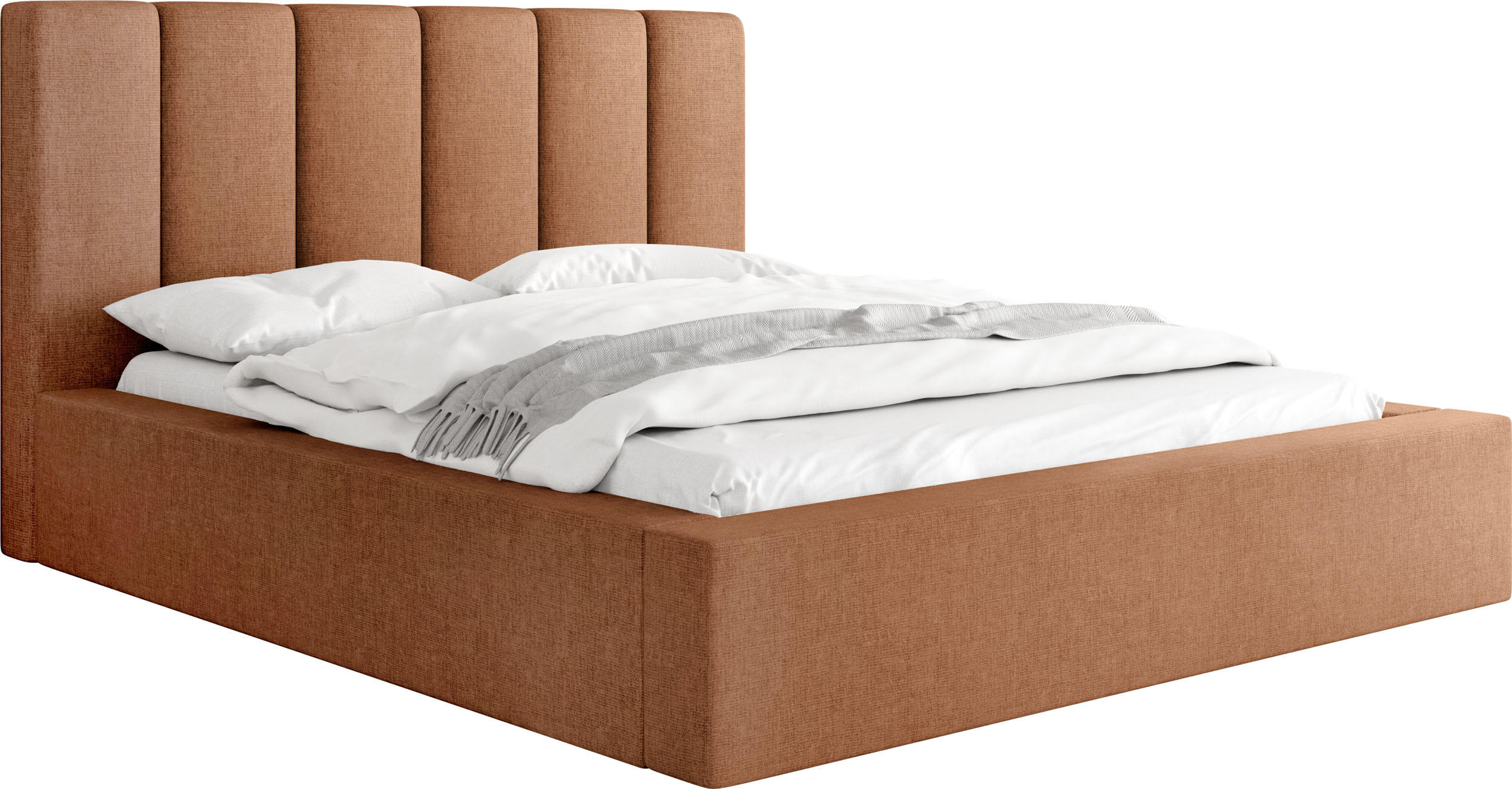 POLSTERBETT Amira - Birkefarben/Terracotta, Holzwerkstoff/Kunststoff (120/200cm) - WFL GROUP