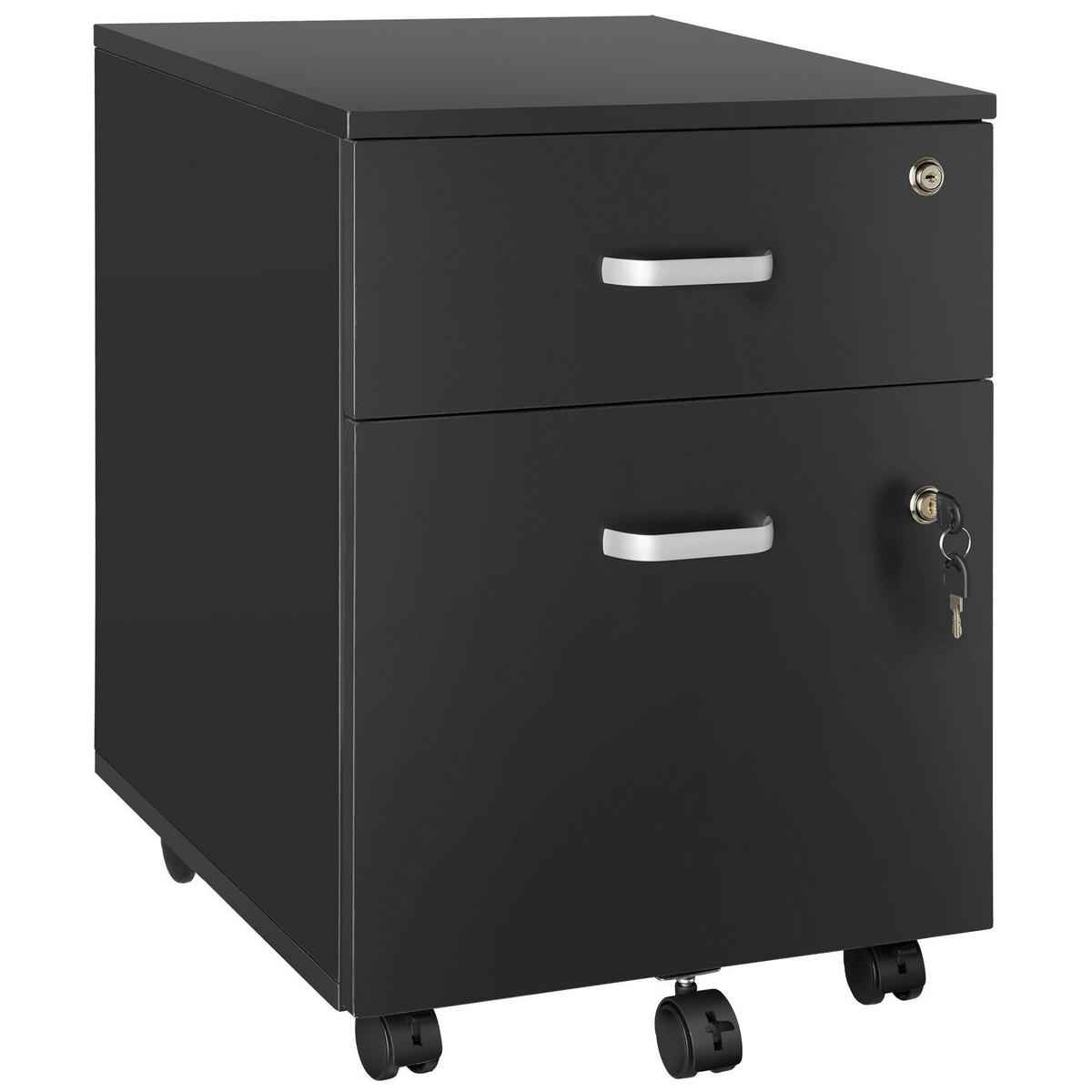 ROLLCONTAINER Vagur,40 x 44 x 54,5 cm,schwarz - Schwarz, Holzwerkstoff (40/54.5/46cm) - tectake