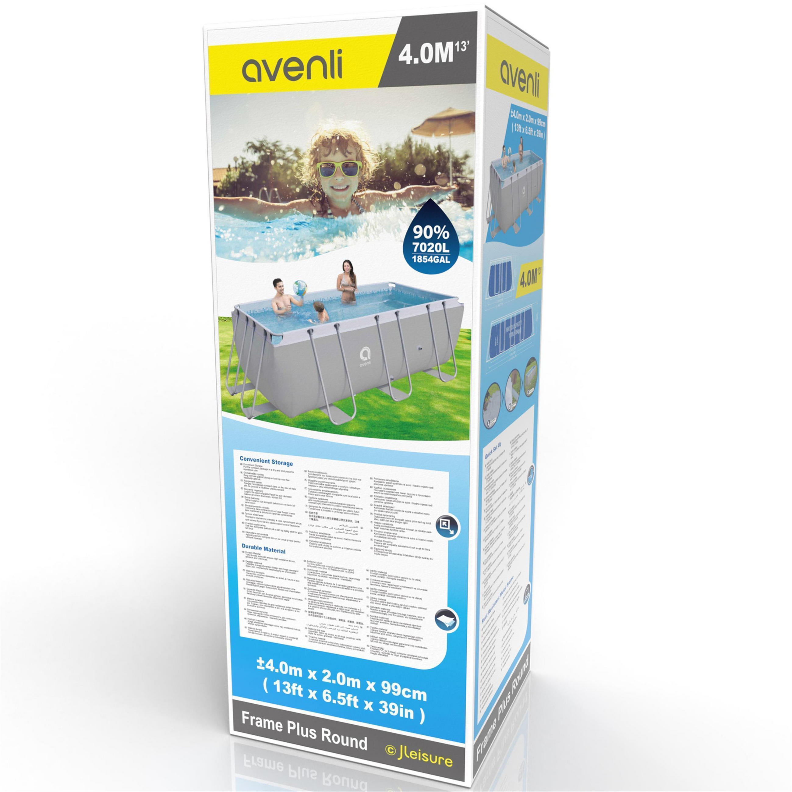 AUFSTELLPOOL Framepool 400 x 200 x 99 cm grau ohne Filterpumpe - Grau, Kunststoff/Metall (200/99/400cm) - Avenli