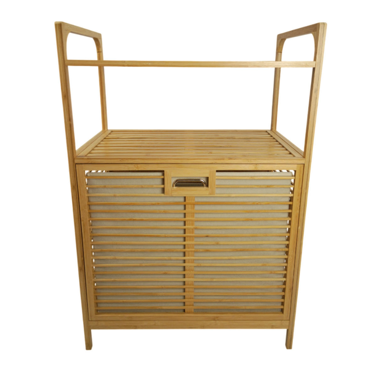 WÄSCHEKORB Bambus Naturfarben Regal mit Ablage 64x40x95 cm - Naturfarben, Holz (64/95/40cm) - Begryf