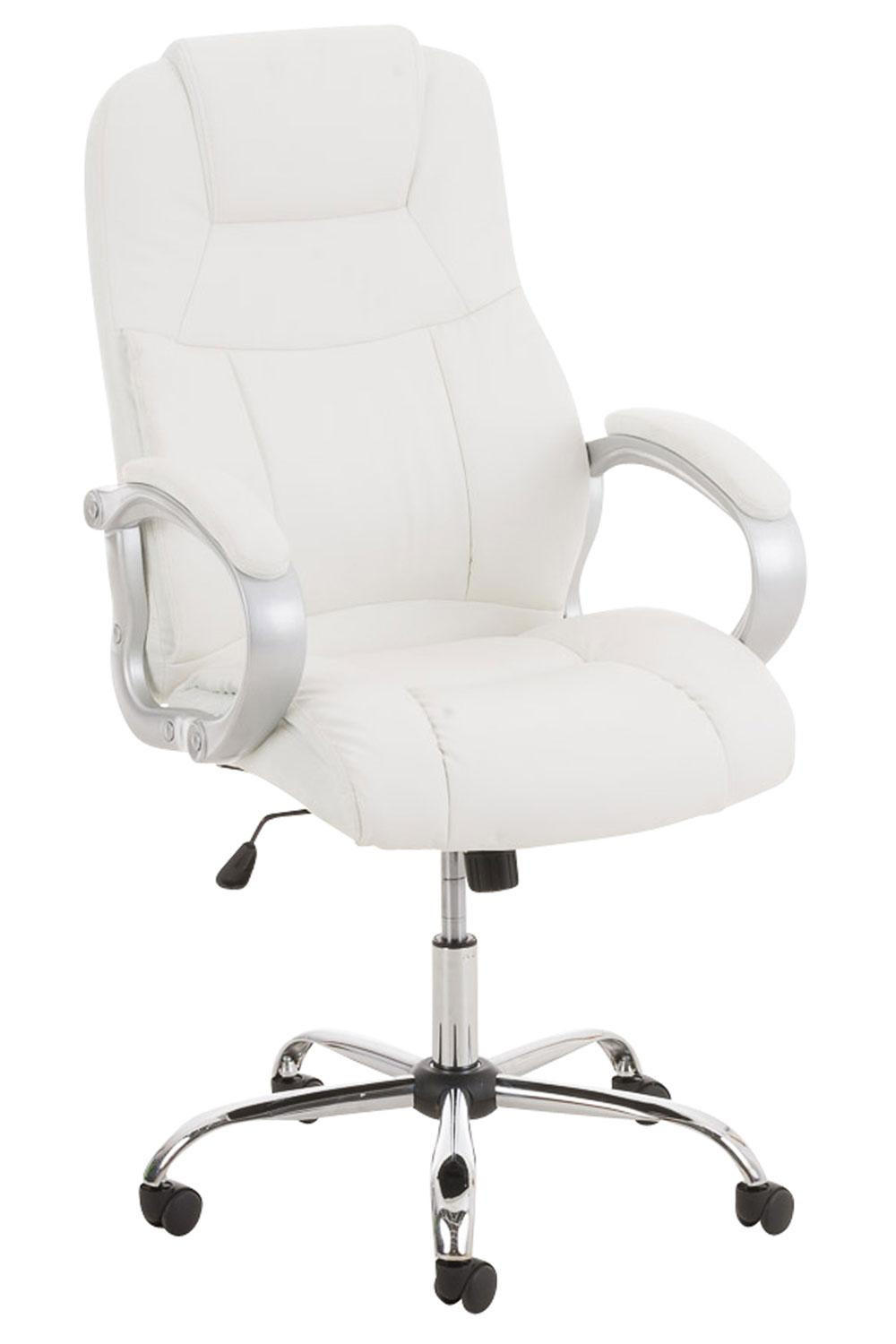 CHEFSESSEL Lederlook weiß - Chromfarben/Weiß, Textil/Metall (66/113/70cm) - CLP