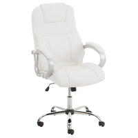 CHEFSESSEL Lederlook weiß - Chromfarben/Weiß, Textil/Metall (66/113/70cm) - CLP
