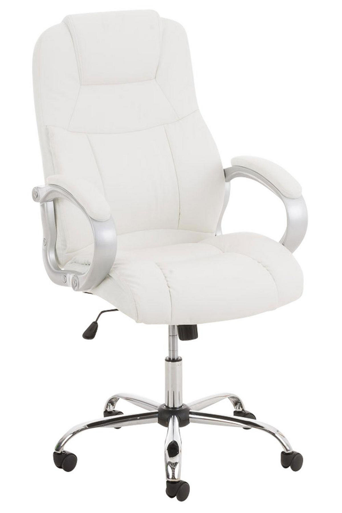 CHEFSESSEL Lederlook weiß - Chromfarben/Weiß, Textil/Metall (66/113/70cm) - CLP