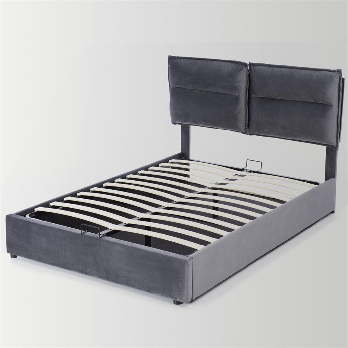 POLSTERBETT 140/200 cm in Grau mit Matratze - Grau, Holz/Textil (140/200cm) - KOMHTOM