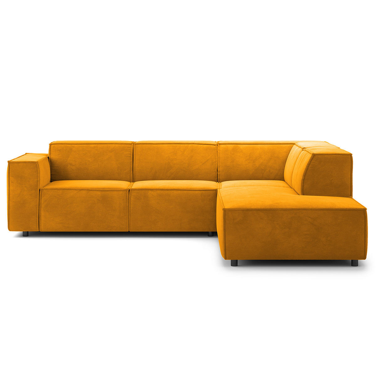 ECKSOFA mit Ottomane - Gelb/Schwarz, Kunststoff/Textil (260/234cm) - home24