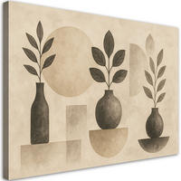 LEINWANDBILD Vasen Blätter Abstraktion Beige Minimalismus 60x40cm - Beige, Textil (60/40cm) - Feeby