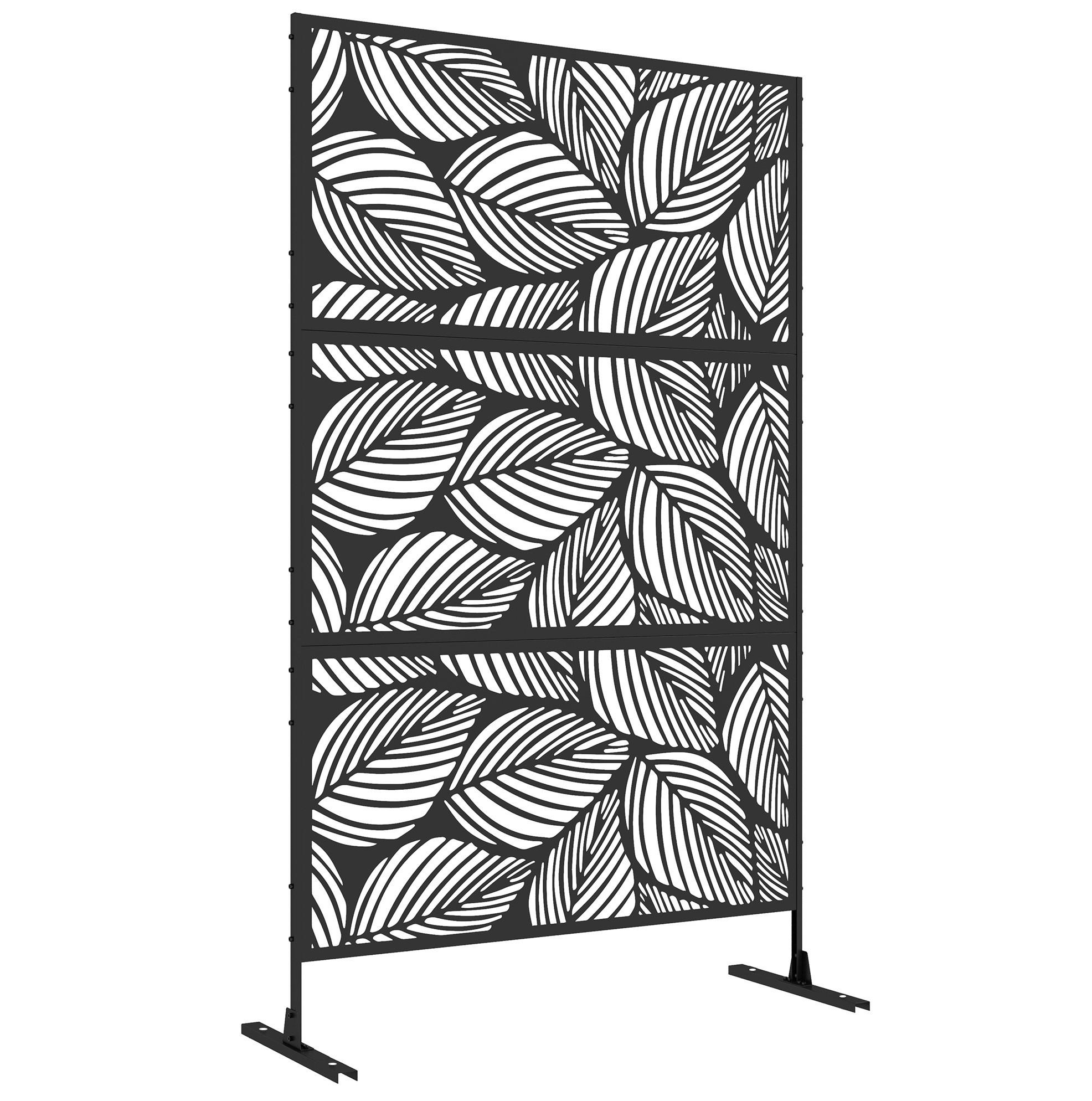 SICHTSCHUTZZAUN 122/45/198 cm schwarz aus Stahl mit Rankhilfe - Schwarz, Metall (45/198cm) - OKWISH