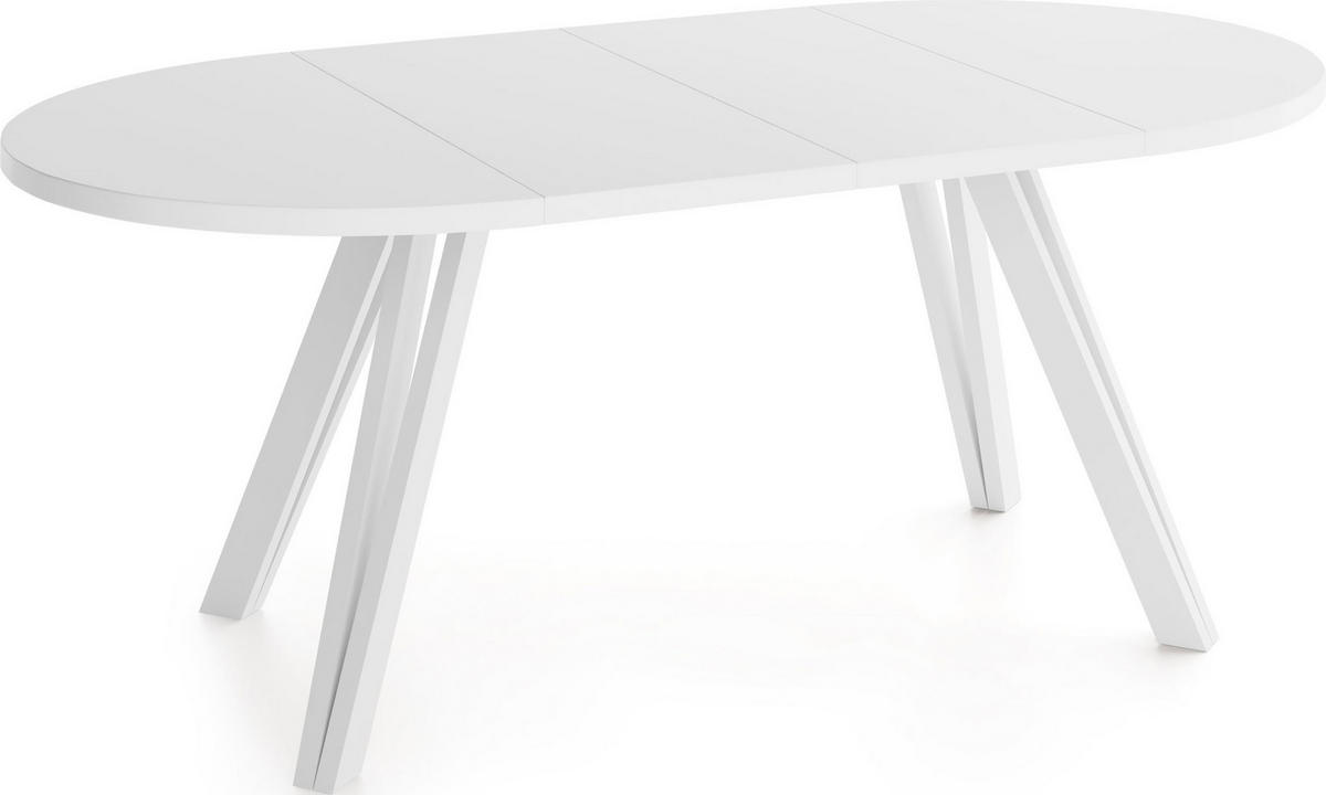 ESSTISCH Ravero runder ausziehbarer, Weiß 100-180/100/77 cm - Weiß, Holz/Holzwerkstoff (100/180/76.5cm) - WFL GROUP