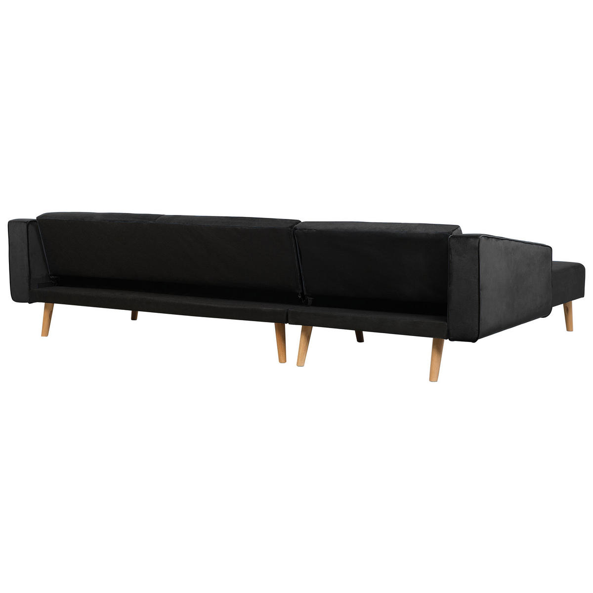 ECKSOFA Samtstoff Schwarz Vadso - Schwarz, Textil (303/98cm) - Beliani