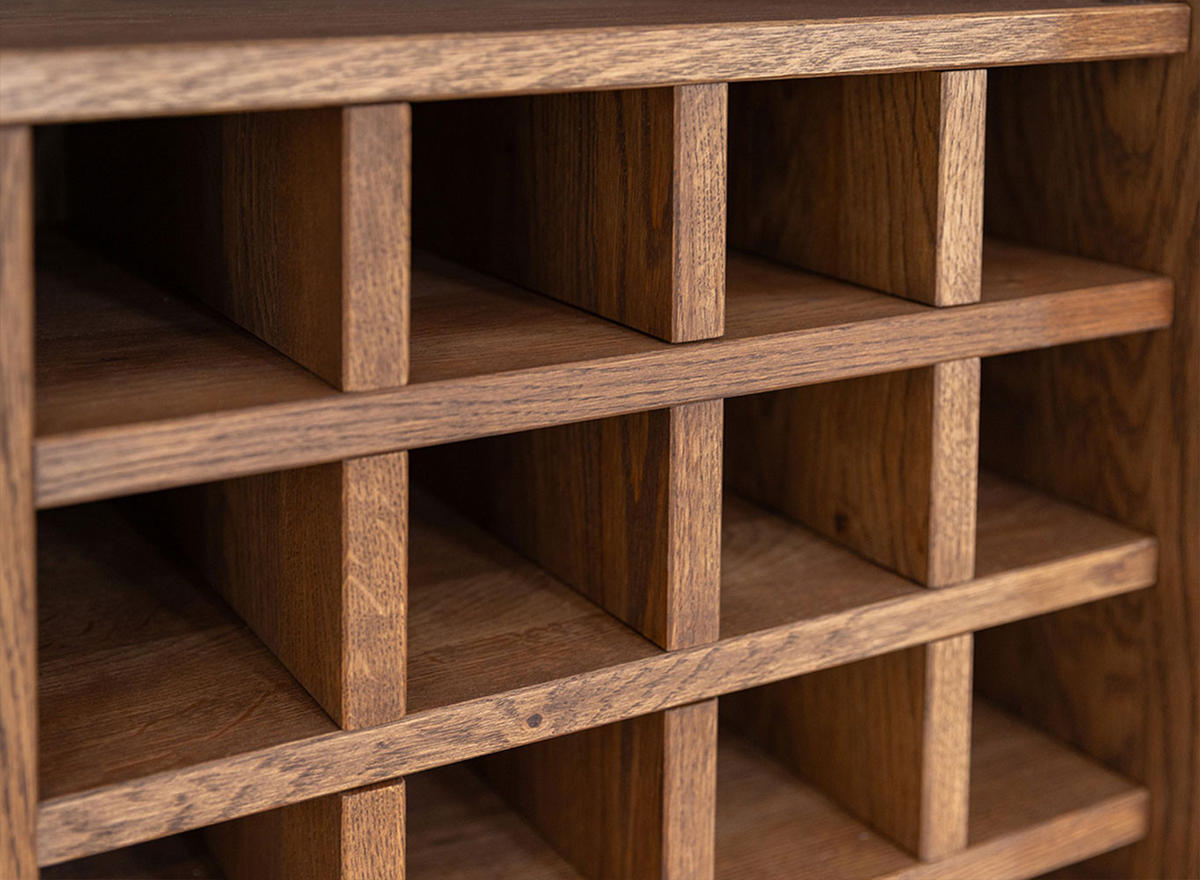 WEINREGAL Modern Loft Eiche Tabak 101 / 45 / 101cm - Eichefarben/Dunkelbraun, Holz (101/101/45cm) - Feldmann-Wohnen