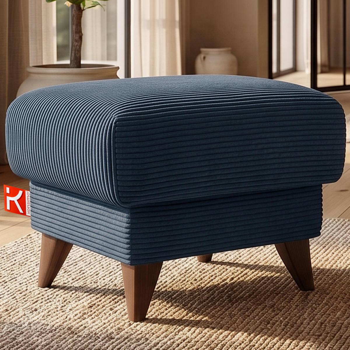 FUẞSTÜTZE GUSTAVO II, Marineblau - Braun/Dunkelblau, Holz/Holzwerkstoff (53/49/53cm) - KONSIMO®