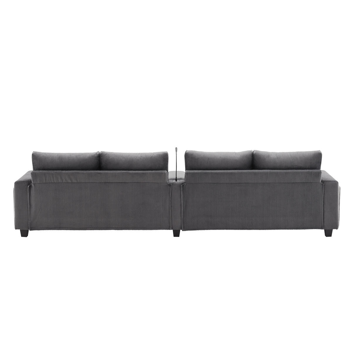 WOHNLANDSCHAFT DE-33399 U-Form mit LED und 2 Hockern Grau - Grau, Metall (334/81/128.5cm) - ComfortXL