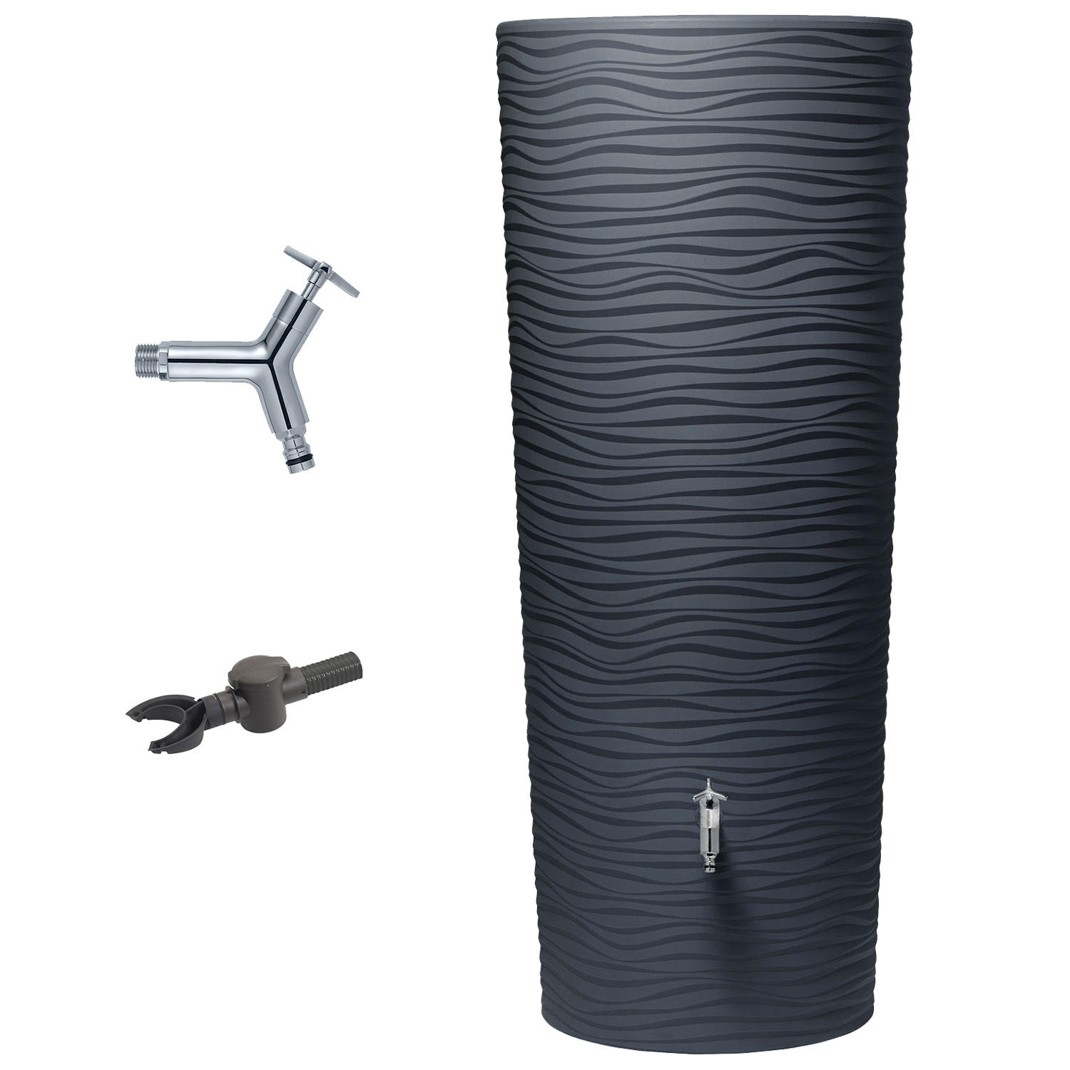 2IN1 Regentonnen Komplett-Set 350 L graphite grey - Grau, Kunststoff (62/150/62cm) - GARANTIA