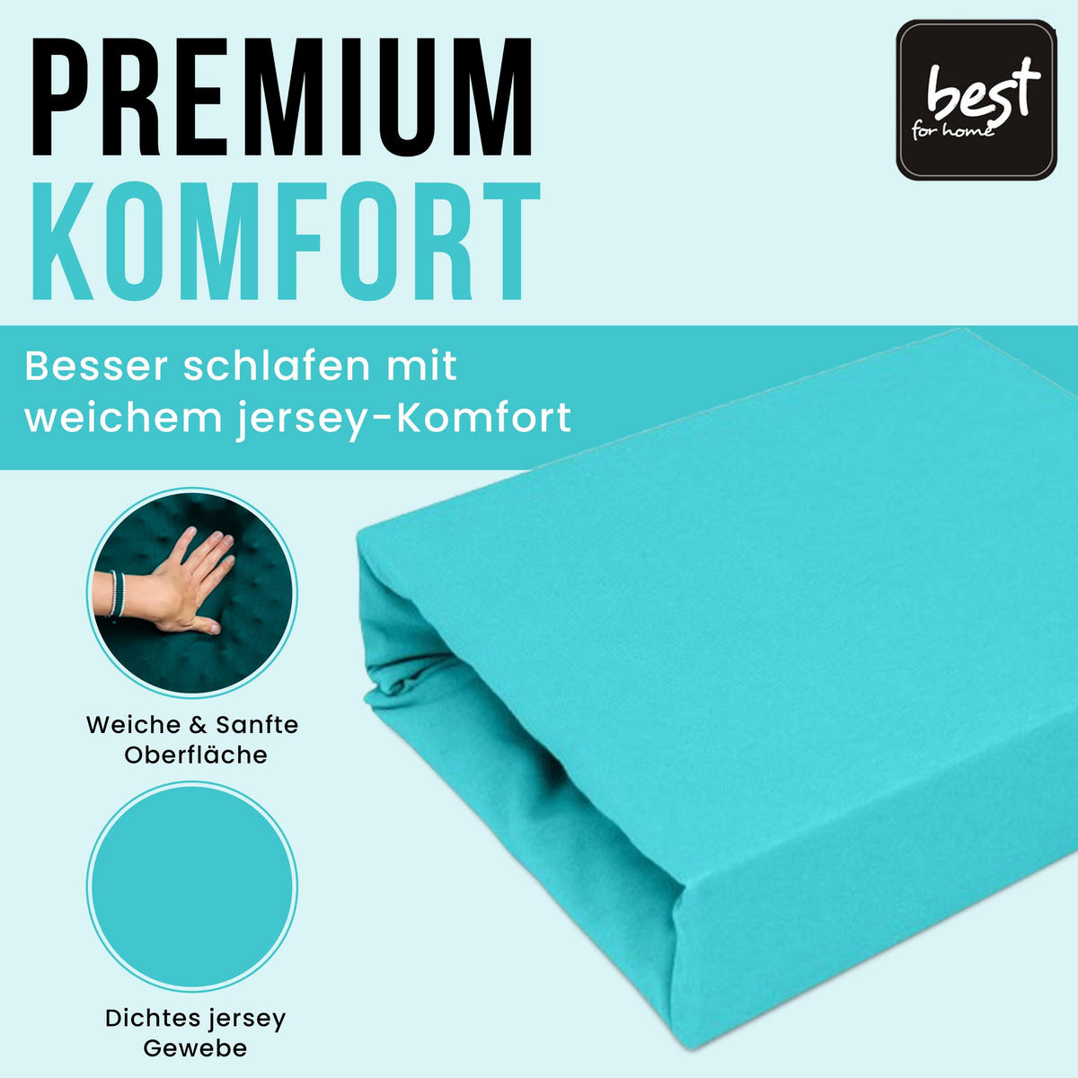 SPANNBETTLAKEN 160/200 cm, Jersey Elastisch 100 % Baumwolle Türkis - Türkis, Textil (160/200cm) - Best For Home