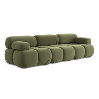 3-SITZER SOFA Samt Stoff Grün - Schwarz/Olivgrün, Kunststoff/Textil (285/70/96cm) - Makamii