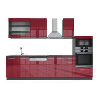 KUCHYNSKÝ KÚT Fame-Line Bordeaux vysoký lesk/antracit 300 cm s vysokou skrinkou, AP antracit - bordová/antracitová, kompozitné drevo (300/153.6/60cm) - Vicco