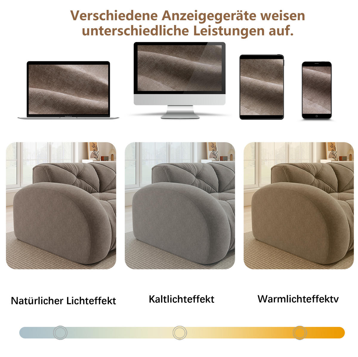 ECKSOFA in Taupe aus Chenille mit Fußstütze, ohne Montage - Taupe, Textil (171/281cm) - Flora Grace
