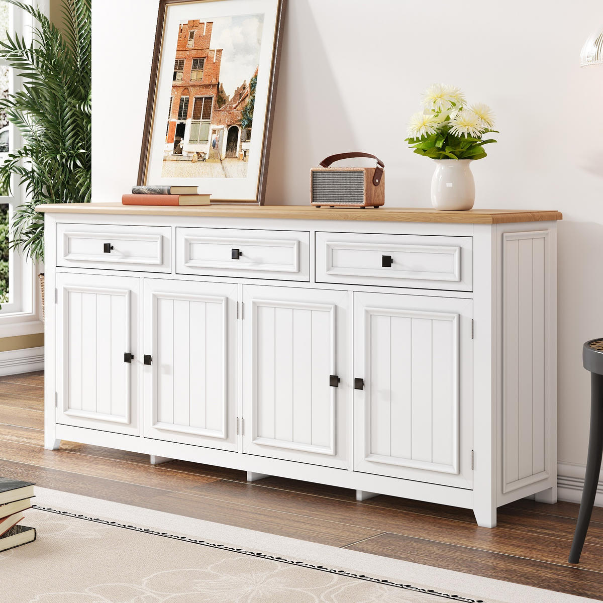 SIDEBOARD 160x35x76 cm Stauraum - Weiß, Holz (160/76/35cm) - Fortuna Lai