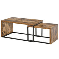 COUCHTISCH DE-15730 2er-Set nestbar, industrieller Stil Schwarz - Braun, Holzwerkstoff (90/48/42cm) - ComfortXL