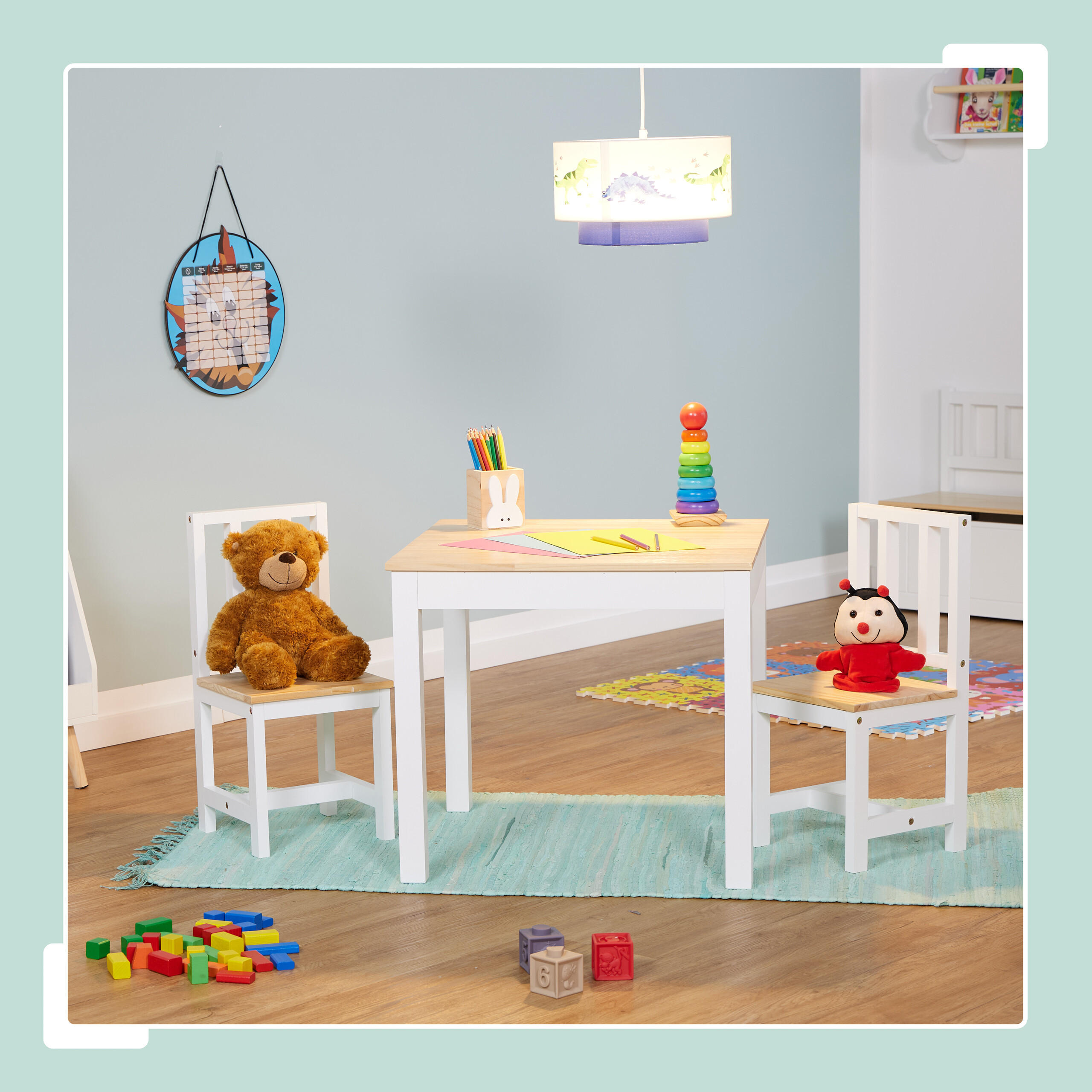 KINDERSITZGRUPPE - Weiß, Holz/Holzwerkstoff (57/51.5/57cm) - Relaxdays