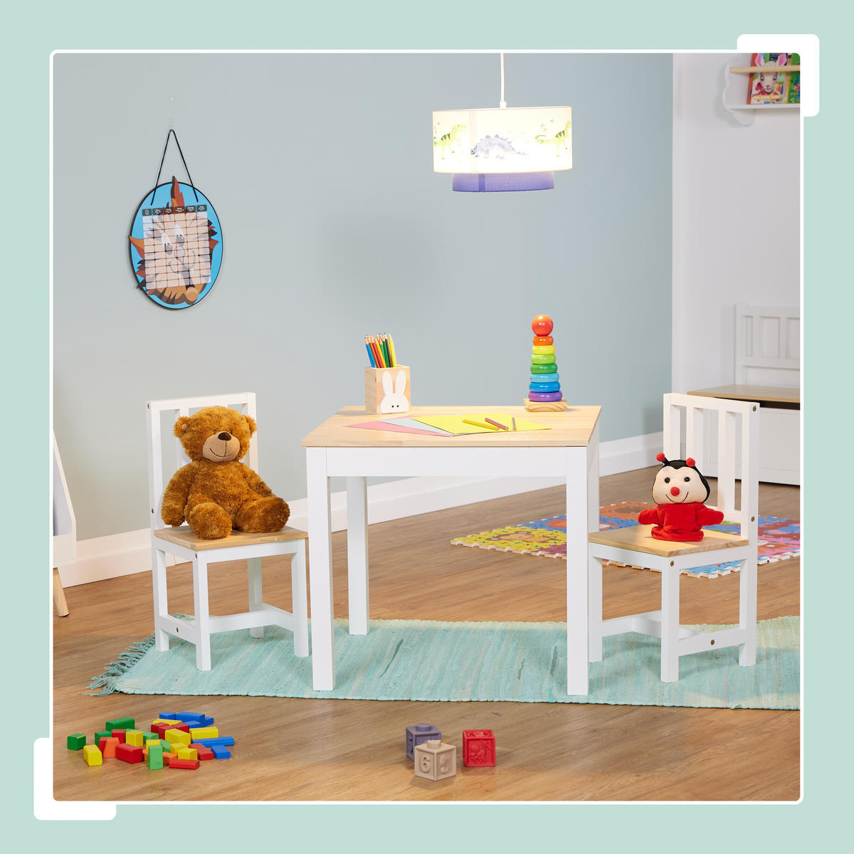 KINDERSITZGRUPPE - Weiß, Holz/Holzwerkstoff (57/51.5/57cm) - Relaxdays