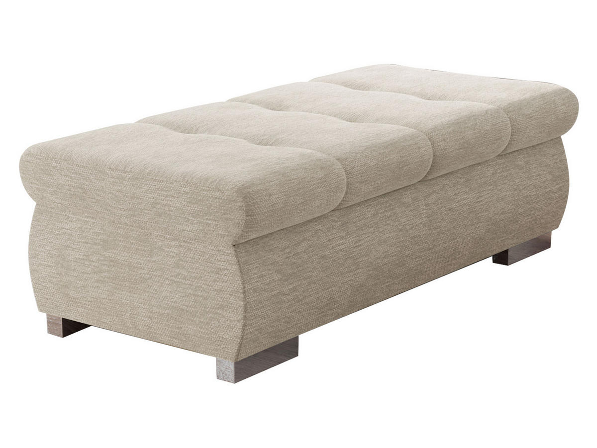 POLSTERHOCKER Orkan Groß - Champagner/Silberfarben, Holz/Textil (120/39/60cm) - MIRJAN24