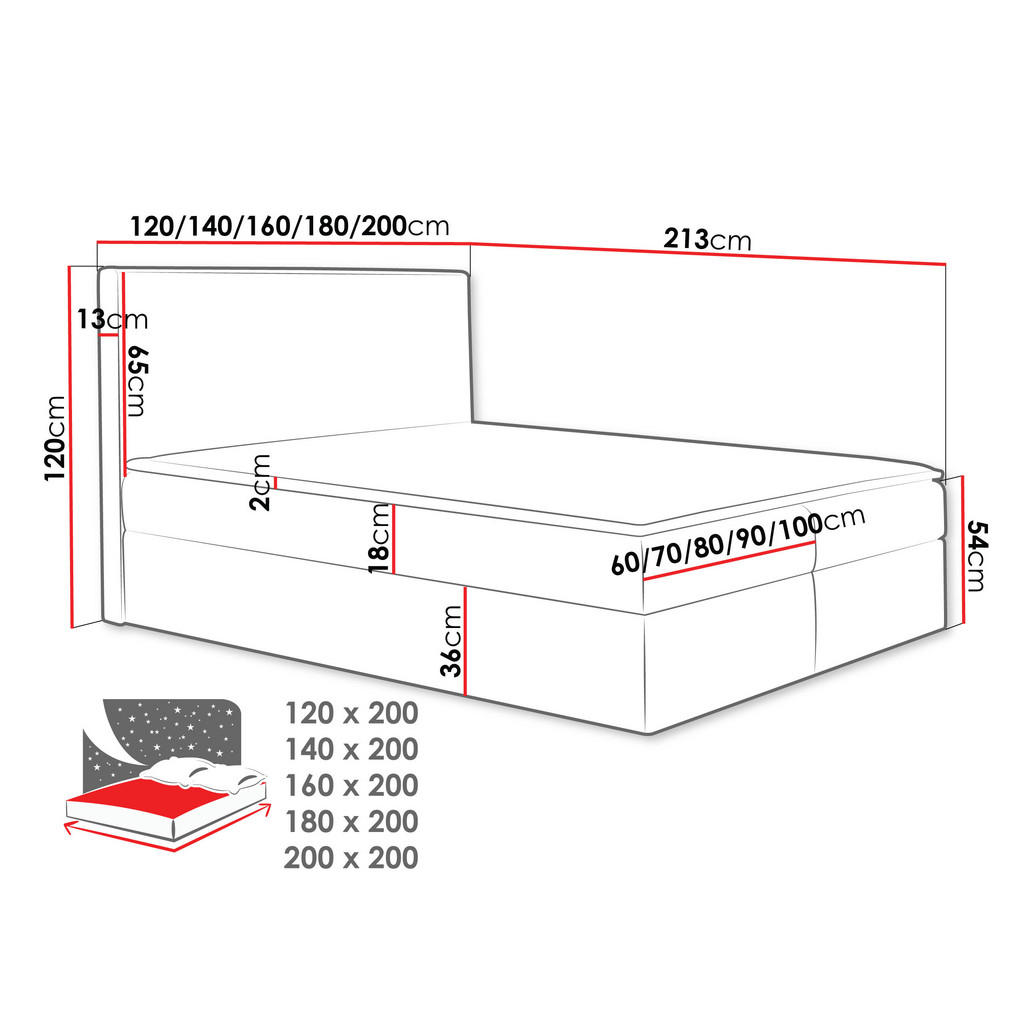 Thumbnail - Mirjan24 Boxbett, Dunkelblau, Holz, H3, 160x200 cm, Schlafzimmer, Betten, Boxspringbetten