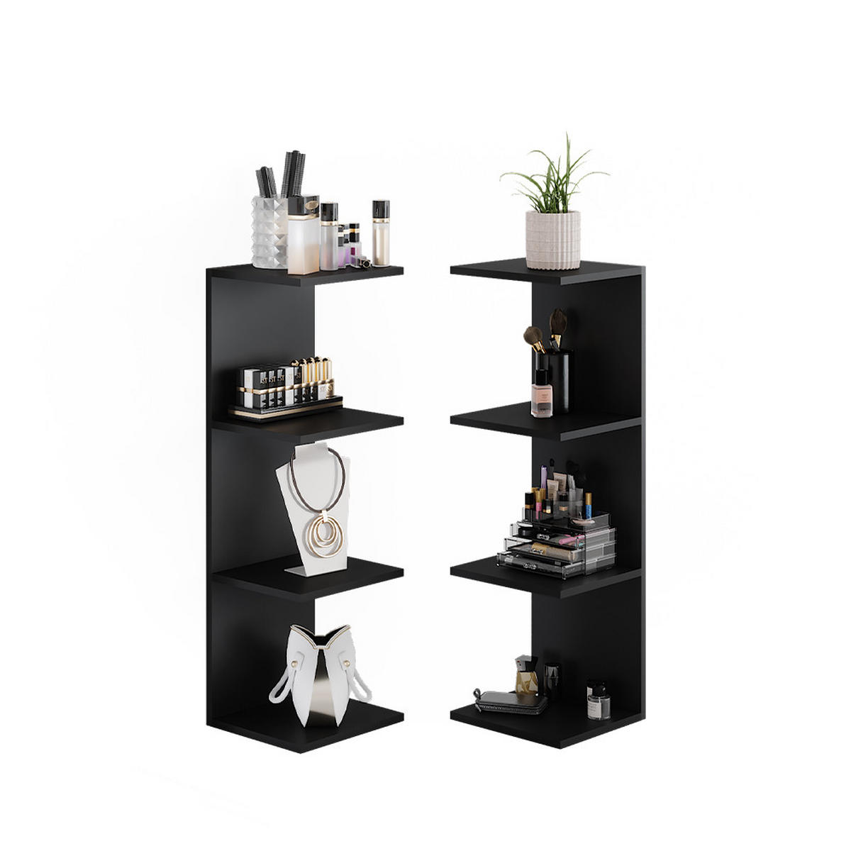 WANDREGAL Paolo Schwarz 30 x 95 cm 2er Set - Schwarz, Holzwerkstoff (30/95/28cm) - Vicco