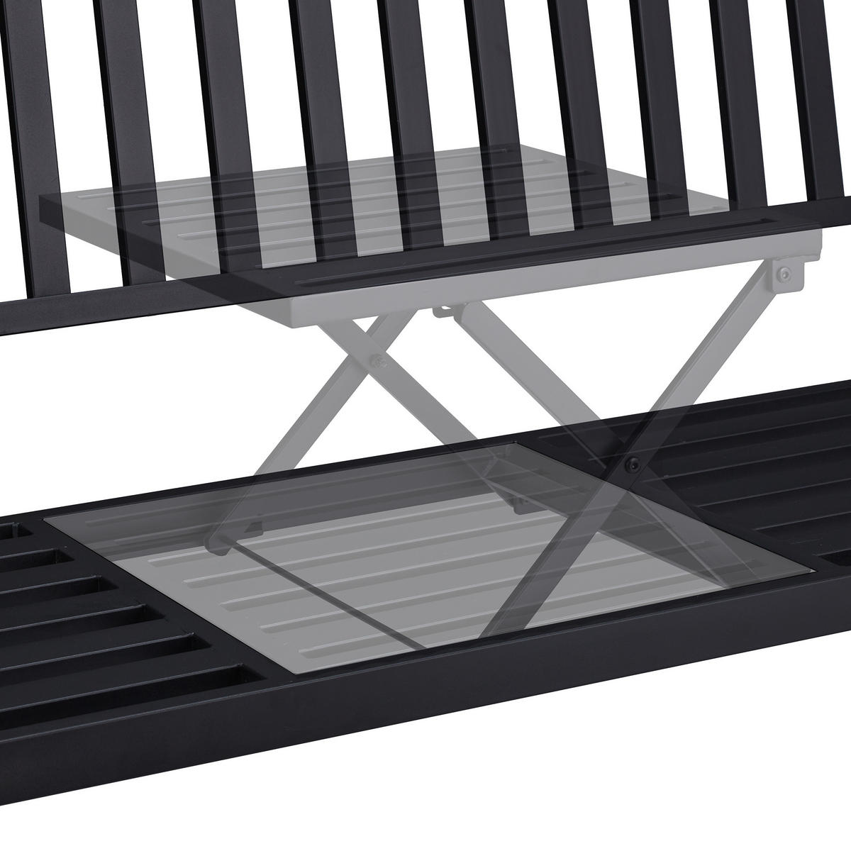 GARTENBANK - Schwarz, Metall (150/89/58.5cm) - Relaxdays