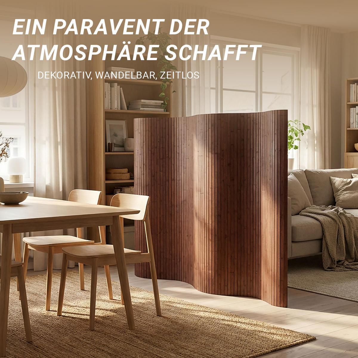 PARAVENT 250/145 cm Dunkelbraun Raumteiler Bambus - Dunkelbraun, Naturmaterialien (250/145/1cm) - Homestyle4u