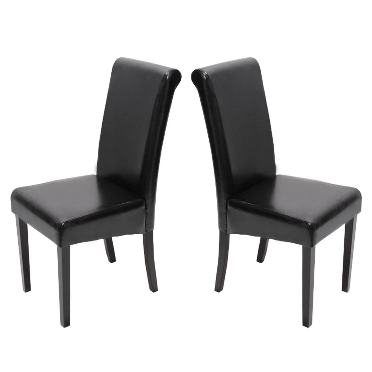 ESSZIMMERSTUHL 2er-Set99x41x60cm Sitzhöhe 47cm Leder Schwarz dunkle Beine - Schwarz, Leder (41/99/60cm) - CHEFGASTRO