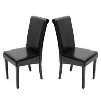 ESSZIMMERSTUHL 2er-Set99x41x60cm Sitzhöhe 47cm Leder Schwarz dunkle Beine - Schwarz, Leder (41/99/60cm) - CHEFGASTRO