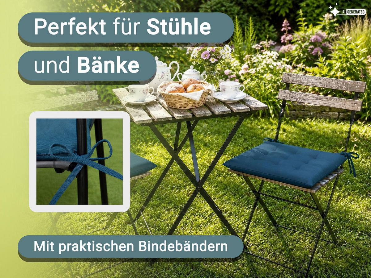 STUHLKISSEN, 4er-Set, 40x40 cm, Blau - Türkis, Textil (40/40/3cm) - Zollner