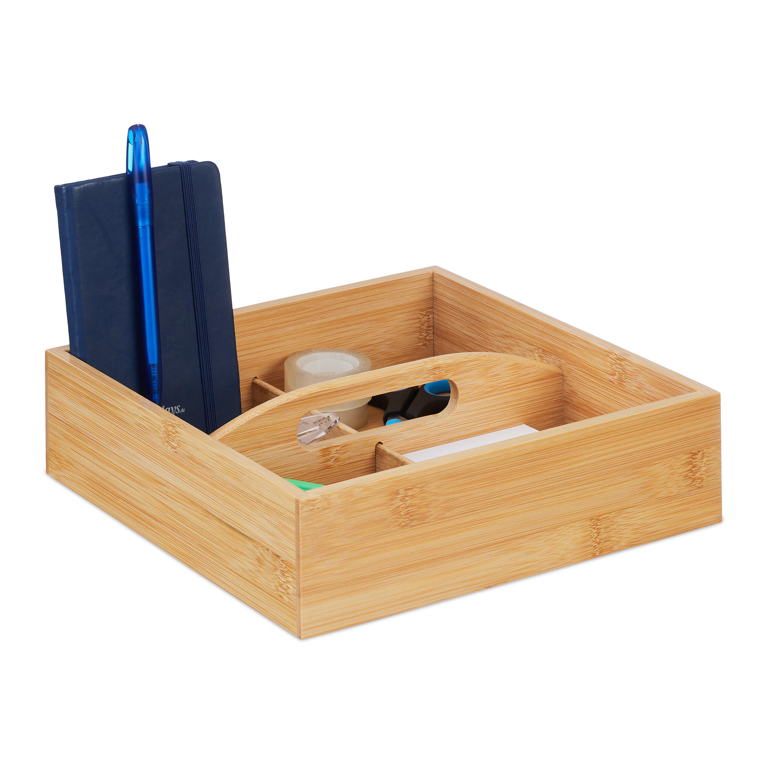 BAMBUS-ORGANIZER - Hellbraun, Holz (25/6.5/25cm) - Relaxdays