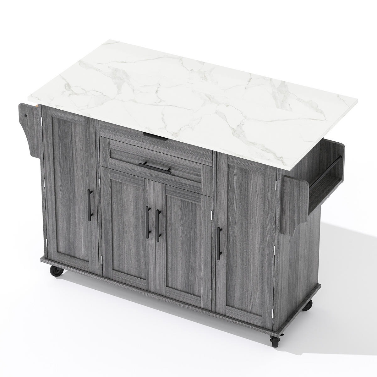 KÜCHENINSEL 136/70/92 cm grau aus MDF mit ausziehbarer Platte - Grau, Holzwerkstoff (136/92/70cm) - OKWISH