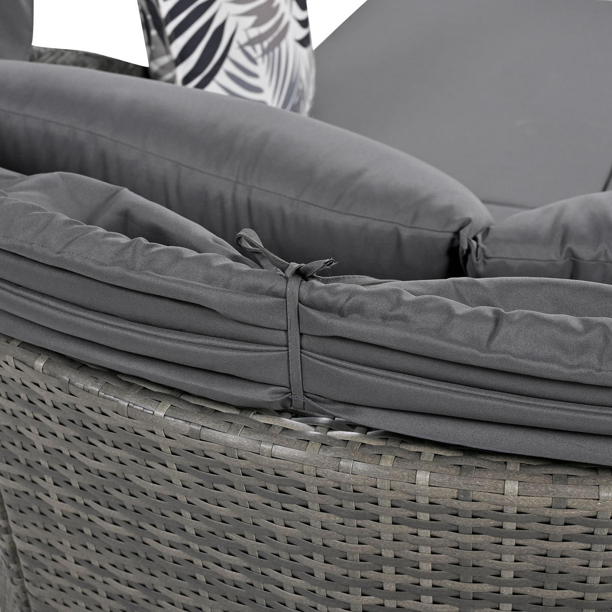 LOUNGESOFA aus Rattan & Metal 203x120x126 cm in Grau mit Baldachin - Grau, Metall (120/126/203cm) - Modfu