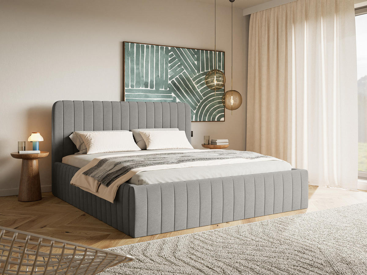 POLSTERBETT Orasi 180x200 cm, Grau - Dunkelgrau, Textil (200/180cm) - Fedve