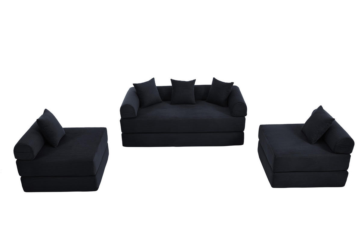 ECKSCHLAFSOFA 270/180/64 cm Schwarz mit Integrierte Seitentaschen - Schwarz, Textil (270/180cm) - Oxeza