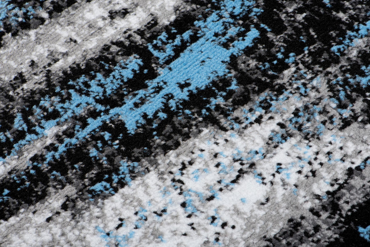 LÄUFER MAYA Schwarz Blau 60/100 cm - Blau, Textil (60/100cm) - Tapiso