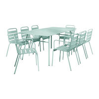 GARTENESSGRUPPE im Set - 8 -Sitzer - Stahl - mandelgrün - MIRMANDE - Grün, Metall - Vente-Unique