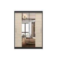 SCHIEBETÜRENSCHRANK - LARA 01 (Schwarz + Sonoma) - Schwarz/Sonoma Eiche, Holzwerkstoff/Metall (150/200/61cm) - Möblo