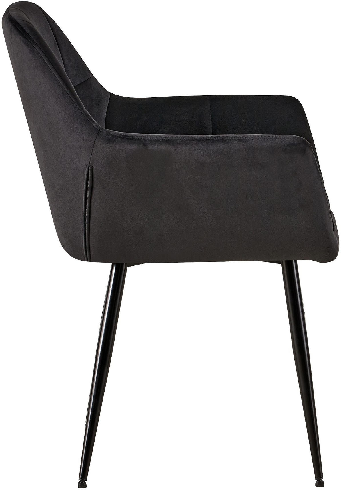 ARMLEHNENSTUHL Samt schwarz - Schwarz, Textil/Metall (56.5/84/61cm) - CLP