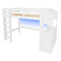 HOCHBETT 90x200 cm in Weiß mit 6 Schubladen, Regalen und LED-Beleuchtung - Weiß, Holz (90/200cm) - IVMEU