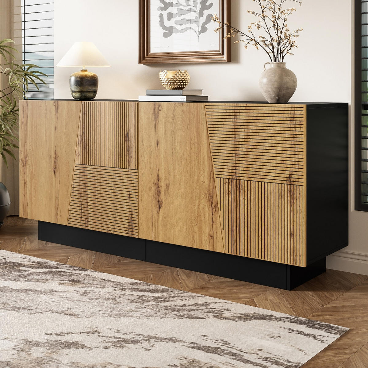 SIDEBOARD 160 cm, MODERNES DESIGN, Aufbewahrungsschrank, Schwarz-Holzfarbe, Wohnzimmer, 160/40/72 cm - Schwarz, Holzwerkstoff (40/72/160cm) - Rolipo