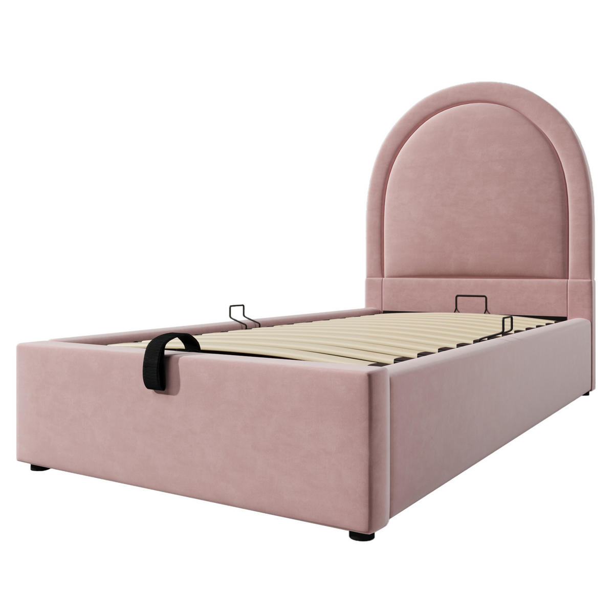 POLSTERBETT 90/200 cm Rosa aus Samt mit Matratze - Rosa, Textil (90/200cm) - OKMYHOME