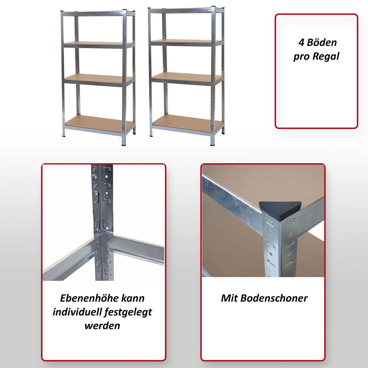 SCHWERLASTREGAL Schwarz, Braun 2er-Set - Schwarz/Braun, Metall (80/160/40cm) - MCW