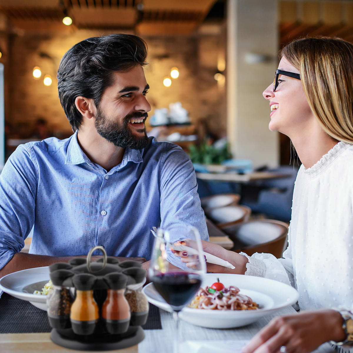 GEWÜRZKARUSSELL - Schwarz, Kunststoff (19/17/19cm) - Relaxdays